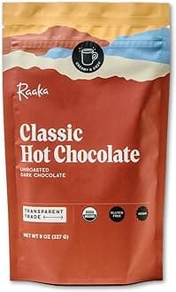 Raaka Premium Hot Chocolate Mix - Vegan, Organic, Gluten and Dairy Free - Lightly Sweetened Gourmet Hot Cocoa with Ethically Sourced Cacao - 8oz Bag Makes 9 Servings