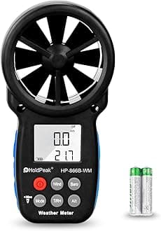 HOLDPEAK 866B-WM Digital Anemometer Handheld Wind Speed Meter for Measuring Wind Speed, Temperature and Wind Chill with Backlight and Max/Min