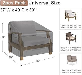 Mrrihand Patio Chair Covers Waterproof, Lounge Deep Seat Cover, Heavy Duty Outdoor Lawn Patio Furniture Covers (37" W x 40" D x 30" H - 2 Pack)