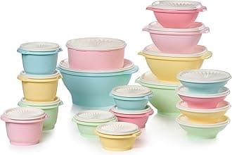 Heritage Collection 36 Piece Food Storage Container Set in Vintage Colors- Dishwasher Safe & BPA Free - (18 containers + 18 lids) (36 piece set)