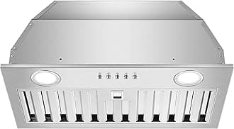 Range Hood Insert 20 Inch Stainless Steel 600 CFM Built-in Mount Kitchen Hood with Metal Housing Motor Baffle Filter, Ducted/Ductless Convertible Vent Hood Dual LED, 3 Speed Stove Exhaust Fan