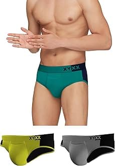 XYXX Men's Dualist Micromodal Regular Fit Colorblock Antimicrobial Briefs with No Marks Waistband (Pack of 3)