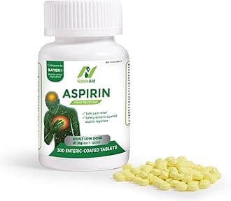 Pure Low Dose Baby Aspirin 81mg for Adults, 300 Count Enteric Coated Aspirin Tablets for Men and Women, Safe Relief for Symtoms Associated with Headache, Arthritis, Cramps
