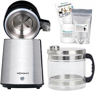 Water Pure 316 Marine Grade Stainless Steel Water Distiller, 4 Litre Glass Jug, 3 Years Filters Free, 200g Residue Cleaner Free. Largest and Fastest Water Distiller Machine