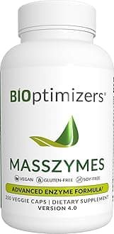 BiOptimizers MassZymes, Advanced Enzyme Formula Dietary Supplement, Supports Gut health, Boosts Focus & Energy, 250 Veggie Caps