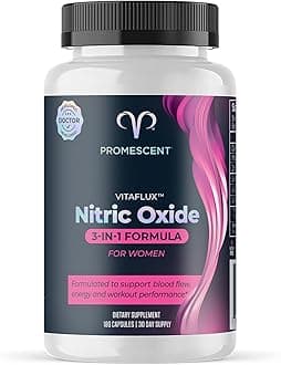 VitaFLUX Women's Nitric Oxide Booster Supplement, Boost Energy & Performance - Therapeutic Dose of Essential Amino Acids L Arginine, L Citrulline, L Carnitine, Zinc (180 Capsules)