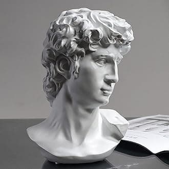 David Statue Greek Bust,Head Bust Statue for Roman Home Decor,Coffee Table Decor White,Greek Mythology Decorfor Bedroom/Living Room/Office 5.9"