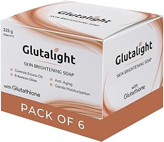 Glutalight Skin Lightening Soap For Reduce Freckles, Age Marks, Acne Spots - 75gm - (Pack of 6)