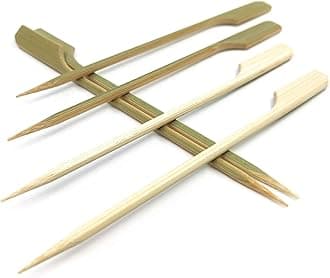 10 inch Bamboo Paddle Picks Skewers for Shish Kabob，Fruit Kabobs，BBQ，Kitchen，Grilling，Barbeque Snacks.Wood pick More Size Choices 3.5''/ 4.7''/ 7''/ 10'' (Pack of 100)