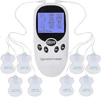 TENS Machine for Pain Relief, TENS Electric Massager with 6 Massage Modes and 8 Replacement Pads, Rechargeable Electric Massager for Back, Joint Pain Relief (White-E)