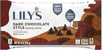 LILY'S No Sugar Added 55% Cocoa Dark Chocolate Baking Chips Laydown Bag, 9 oz.