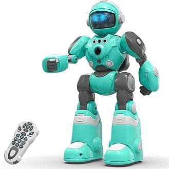 STEMTRON Robot Toys for Kids, Programmable Remote Control Robot with Magic Record Voice Function, Intelligent Gesture Sensing, Singing & Dancing Mode (Blue)