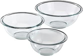 Glass Solid Nesting, Microwave and Dishwasher Safe Mixing Bowl Set (Multicolor), 3-Piece Set