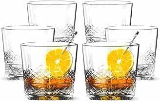 LEMONSODA Crystal Cut Old Fashioned Whiskey Glasses - 12oz Ultra-Clear Premium Lead-Free Glass Tumbler For Drinking Bourbon, Scotch, Cognac, Cocktails (Fresh, Set of 6)
