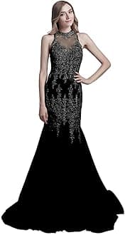 Luxury Mermaid Women's Formal Dresses Beaded Tulle Satin Elegant Evening Gowns Long Sparkly 2024 Glitter Sequin Prom Dress