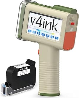 v4ink Handheld Printer BT-HH6105B2 Beige Handheld Inkjet Printer Print 0.5 Inch QR Code Barcode Date Logo Batch Number on Glass Bag Plastic Pipe with Waterproof Fast Dry Ink