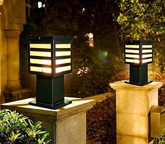 BrighLyt Waterproof Gate Light for Home Gates | Outdoor Gate Lamps for Main Gate | Garden Light | Pillar Lights | Boundry Light (Metal Black, GL18, Pack of 2)