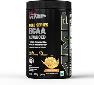 AMP Gold Series BCAA Advanced | 400 gm | 30 Servings | Fastest Muscle Recovery | Maximized Workout Performance | Formulated In USA | 7g BCAA | 1g L-Glutamine | 1g L-Citrulline | Tangy Orange