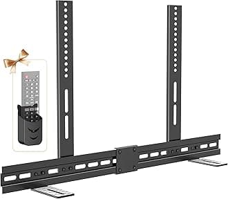 Heavy-Duty Soundbar TV Mounts for Samsung/LG/Sony/Vizio Soundbar Mount Under or Above TVs | Height Adjustable Sound bar TV Mounting Bracket Up to 15Lbs with Remote Holder No Drilling Install