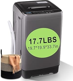 17.7 lbs Full Automatic Washing Machine with LED Display Compact Washing Machine with Drain Dump, 10 Wash Programs and 8 Water Levels Ideal for Dorms, Apartments, RV, Grey
