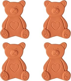 4-Piece Bear Shaped Terracotta Brown Sugar Keeper and Saver - Brown Sugar Disc and Softener