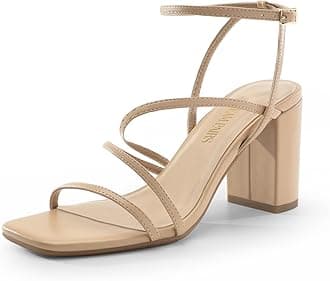 DREAM PAIRSWomen's Heeled Sandals,Size 7,NUDE,SDHS2428W