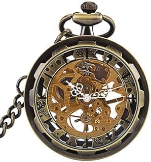 SIBOSUNMechanical Pocket Watch for Men Pocket Watch with Chain Steampunk Skeleton Antique Men Women Pocket Watches