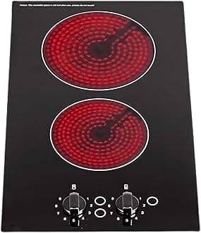 CERH30BL 30cm Electric Ceramic Hob, 2 Zone Domino Cooktop, Knob Controls, 9 Power Levels, Black, 2 Years Parts & Labour Guarantee