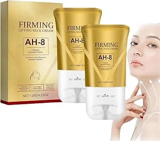 2 Pcs AH-8 Firming Neck Cream for Crepey Skin Body Care Comfort, Neck Firming Cream Contains Hexapeptide, Neck Firming Cream with Roller, Skin Tightening Lotion, Skin Repair