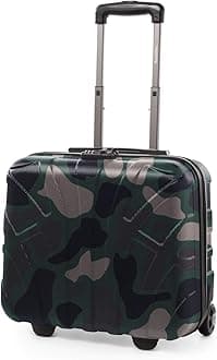 Suitline - Pilot Trolley, Hard Shell, Business Trolley, Cabin Suitcase, Pilot Case, Carry On Luggage, TSA, ABS, 2 Wheels, Camouflage