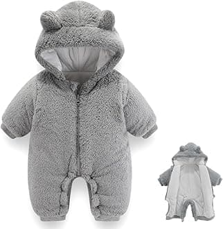 Newborn Baby Bear Outfit Suit Girls Boys Fleece Jumpsuit Romper Hooded Winter Snowsuit Clothes
