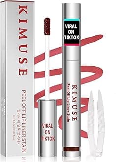 KIMUSE Peel Off Lip Stain, Long Lasting Lip Stain Peel Off with Tweezer, Waterproof Lip Liner Stain, Transfer-Proof, Highly Pigmented Color, Matte Finish