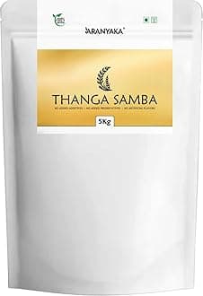 Aranyaka Thanga Samba 5 Kg | Medium Grain, Unpolished White Rice, Parboiled | Traditional Rice Variety | 5kg in Total