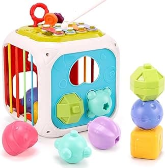 Storio 7 in 1 Baby Sensory Toy for Kids 1-3 Years | Montessori Shape Sorter, Stacking & Activity Toy | Educational Learning Toy for Toddlers | Fine Motor Skills Development