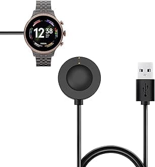 Smart Watch Magnetic Charger Cable Built-in overcurrent Protection, 3.3FT/100CM 5V 1A 2Pin Black, Compatible for Fossil Gen 6/Gen 5/Gen 4/Sport, Michael Kors Gen 6/Gen 5E/Gen 5/Gen 4