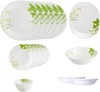 Corelle 21 Pc Dinner Set - European Herbs (Vitrelle Glass, White)