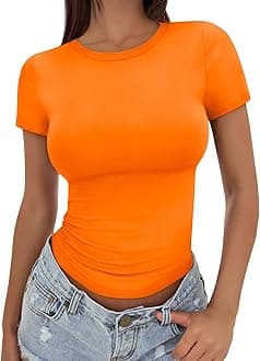 Trendy Queen Womens Basic T Shirts Summer Tops 2026 Crop Short Sleeve Y2k Tee Cute Gym Workout Clothes