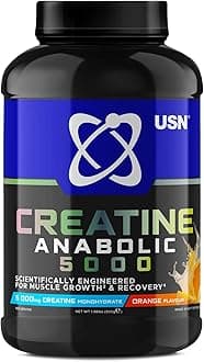 Creatine Anabolic 5000 – All-in-One Muscle Growth & Recovery Powder, 5000mg Creatine Monohydrate + 3000mg BCAAs, Low Sugar, Orange Flavour, 900g (30 Servings) - New Formula