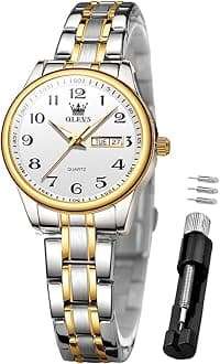 Women Watches Gold Silver Stainless Steel Waterproof Analog Large Easy Reader Day Date Ladies Wrist Watches