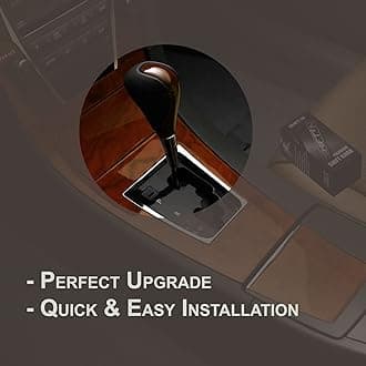 Piano Black Carbon Fiber Gear Shift Knob Stick Shifter for Lexus ES300h ES350 GS300 GS350 GS430 GS450h GS460 is-F IS250 IS300 IS350 LS460 LS600h RX350 RX450h (Black Leather / Walnut Wood)