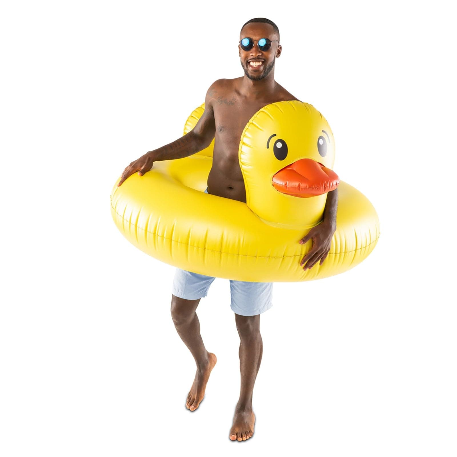 Giant Duck Pool Float, Over 4' Wide, Inflatable Floatie Tube, Blow Up Swim Ring, Outdoor Summer Pool Party Water Toy