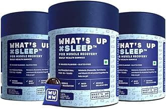 What's Up Wellness Melatonin 5 mg Sleep Gummies | Tart Cherry and Chamomile Extracts for Muscle Recovery & Nerve Relaxation | Helps You Sleep Soundly | Wake Up Fresh & Energetic | 90 Gummies