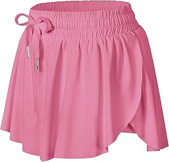 Wsirmet Flowy Shorts for Women Butterfly Shorts 2 in 1 Athletic Workout Gym Biker Running Shorts with Pockets CoralRed XXS