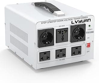 LVYUAN 5000W Watt Voltage Transformer Converter Step Up/Down Converter 110/120 Volt - 220/240 Volt with 3 US&2 EU&1 Universal Outlet and CE Certified,Circuit Break Protection