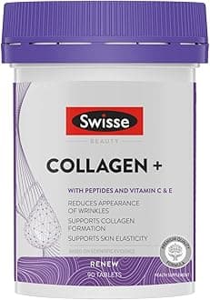 SWISSE Collagen+ Hyaluronic Acid | With Peptides, Vitamin C & E to Boost Skin Repair & Regeneration For Youthful & Radiant Skin | For Both Men & Women | 90 Tablets (30 Servings)