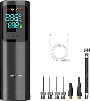 DDUO Electric Ball Pump Set Portable Fast Inflator Pump Smart Air Pump with Accurate Pressure Gauge and 4 Preset Modes for Basketball Football Volleyball Sports ball (Max 17 PSI, 4000mAh)