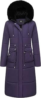 Women's Long Winter Puffer Coat Waterproof Warm Maxi Down Jacket Faux Fur Removable Hood Parka