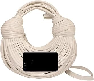 Hand-Woven Bread Women's Clutch Top Handle Satchel Shoulder Crossbody Creative Noodles Purses Underarm Bag Handbag