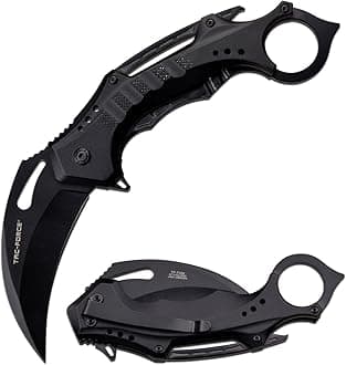 Tac-Force Folding Pocket Knife, 3.25-inch Black Blade, Black Aluminum Handle, 8.75-inch Overall Length TF-705K-BK