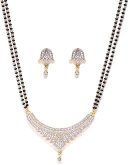 Latest Traditional Jewellery Gold Plated Mangalsutra for Women (Silver)(YBMS_10007)